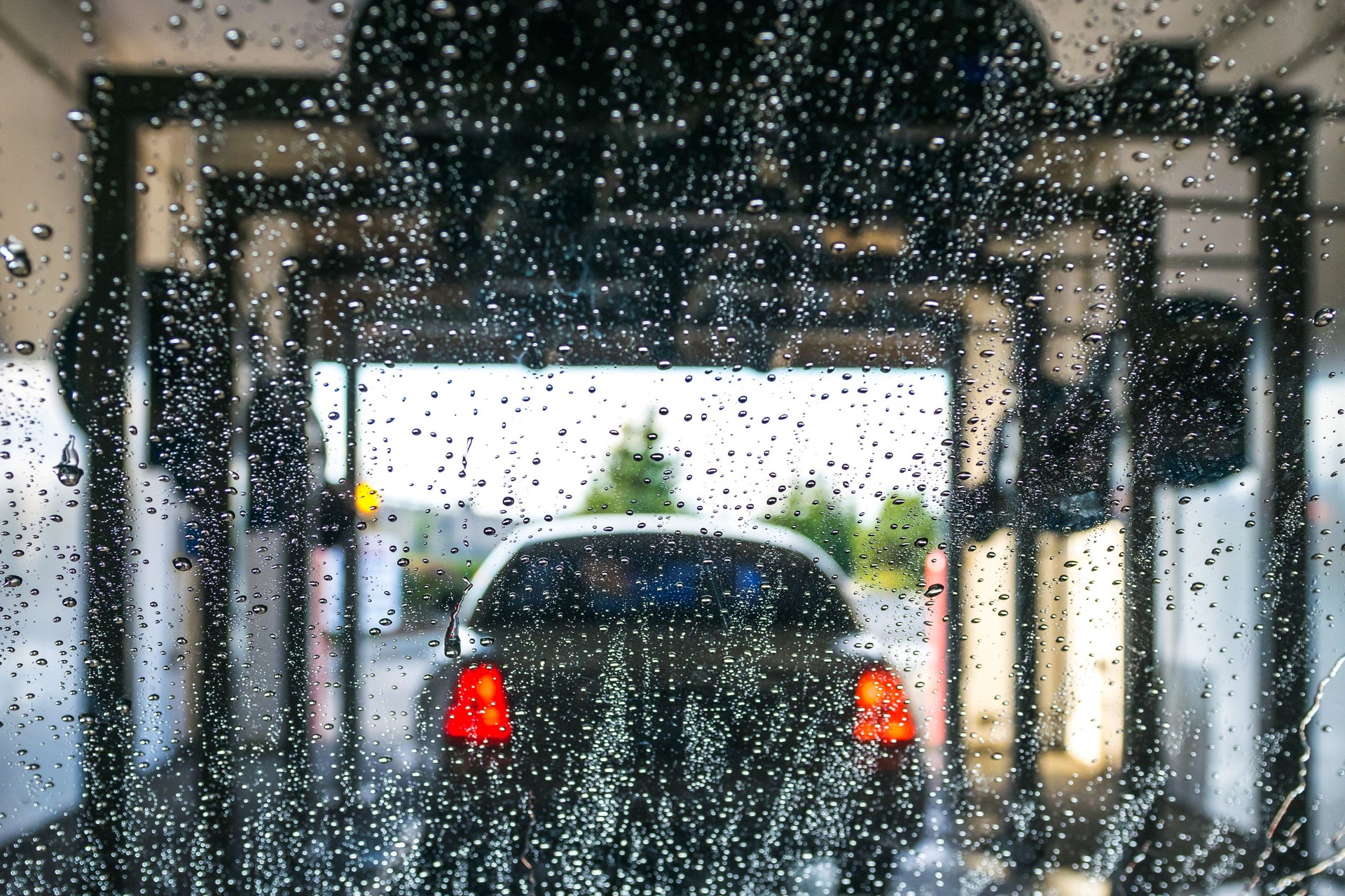 car Running through automatic car wash.